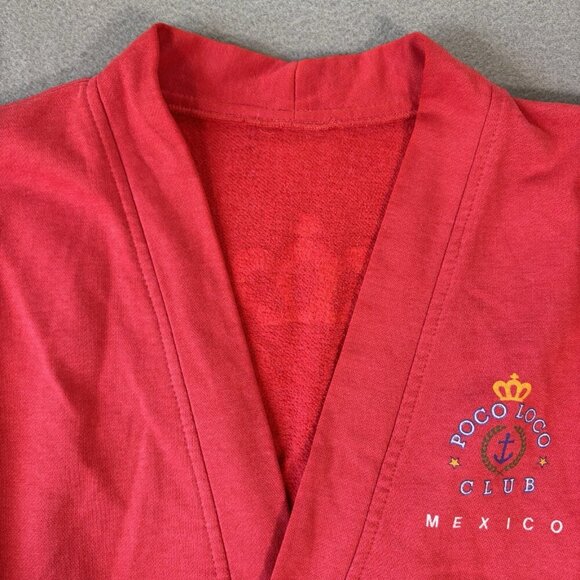 Vintage Poco Loco Club Mens Cardigan Red Double Sided Deor M.R. 90s Boat Anchor - Picture 10 of 13